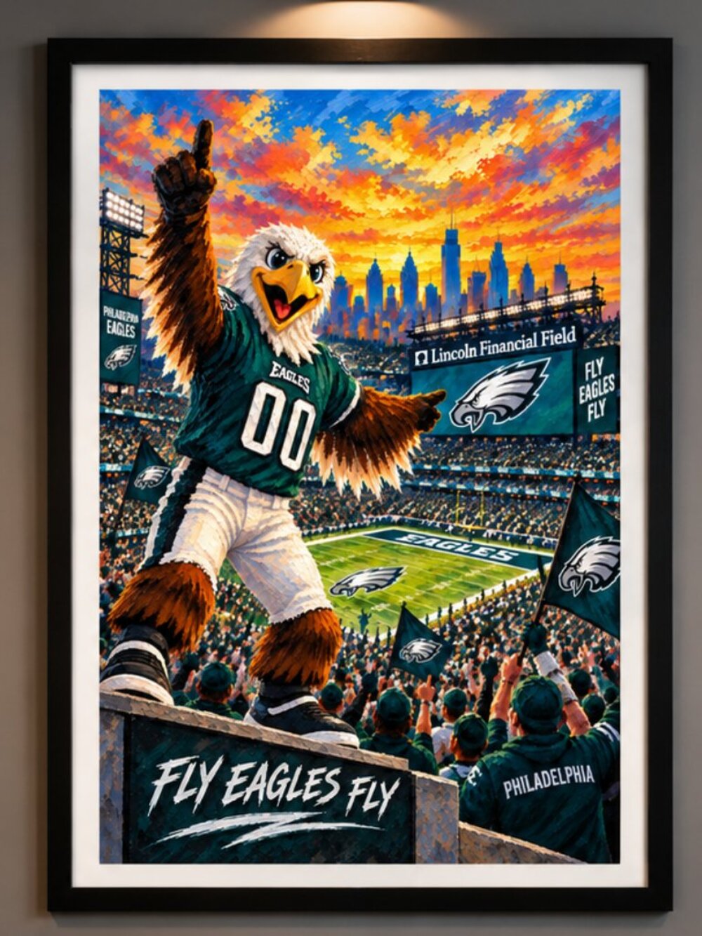 Philadelphia Eagles Swoop Oil Painting Framed | Wall Art 13x19